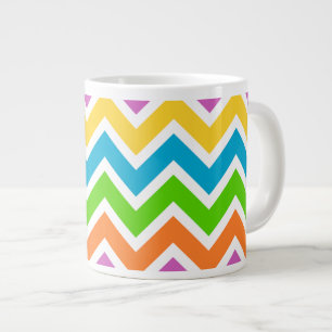 Bright Colourful Rainbow Chevron Pattern Large Coffee Mug