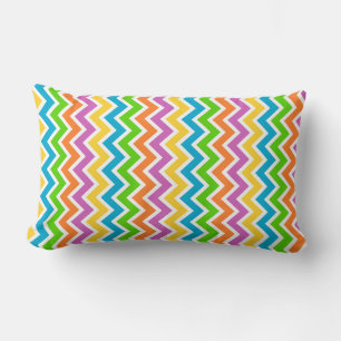 Bright Colourful Rainbow Chevron Pattern Lumbar Cushion