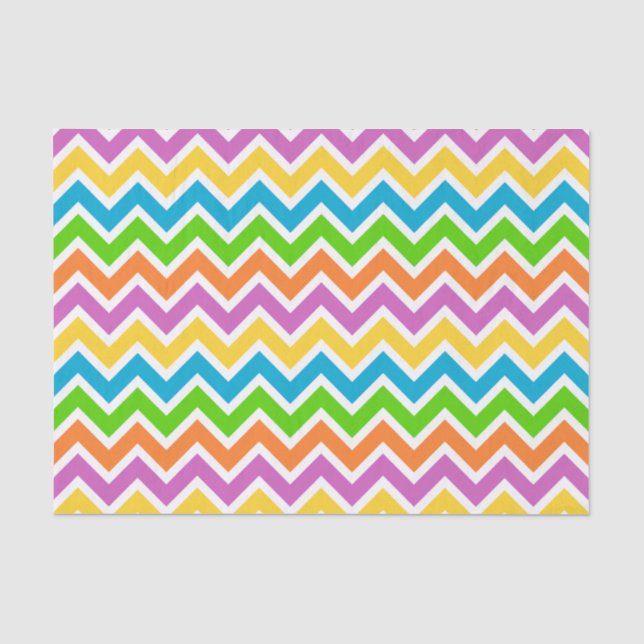 Bright Colourful Rainbow Chevron Pattern Tissue Paper (Front)