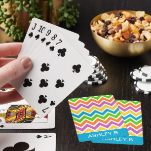 Bright Colourful Rainbow Chevron Personalised Playing Cards