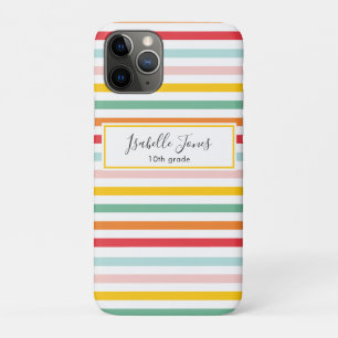 bright colourful rainbow stripe school college iPhone 11 pro case