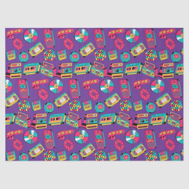 Bright Colourful Retro 90s Tissue Paper (Front)