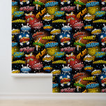 Bright Colourful Retro Comic Pop Art Super Hero Wallpaper<br><div class="desc">Super Hero Wallpaper | Boys Bedroom Decor. Add a dynamic touch to your space with this bright colourful retro comic pop art wallpaper. Featuring classic superhero sound effects in a bold, mid-century modern style, this design is perfect for boys' bedroom decor or anyone who loves the vibrant comic book aesthetic....</div>