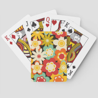 Bright Colourful Retro Cute Floral Pattern Playing Cards