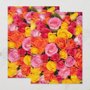 Bright Colourful Roses Pattern Floral Background Invitation