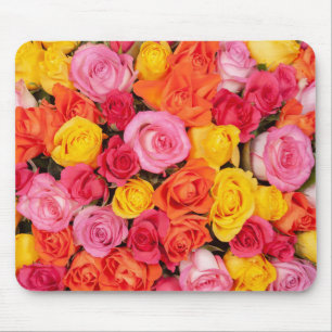 Bright Colourful Roses Pattern Floral Background Mouse Pad