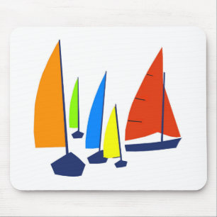 Bright colourful sailboats mouse pad