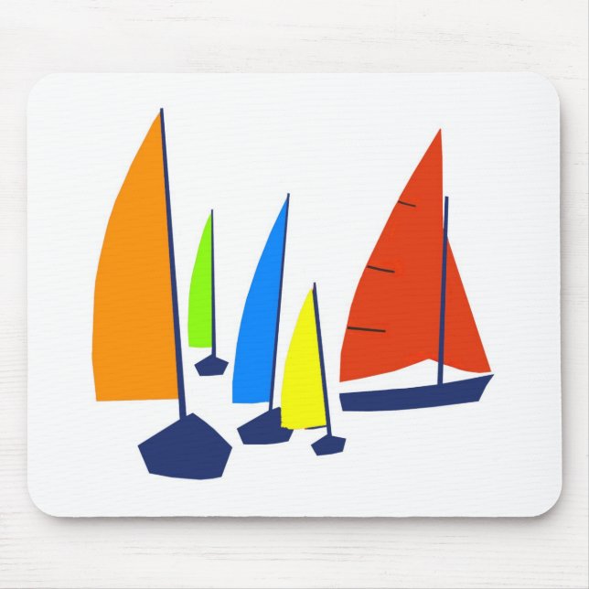 Bright colourful sailboats mouse pad (Front)