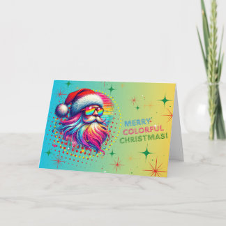 Bright Colourful Santa Claus Christmas Card