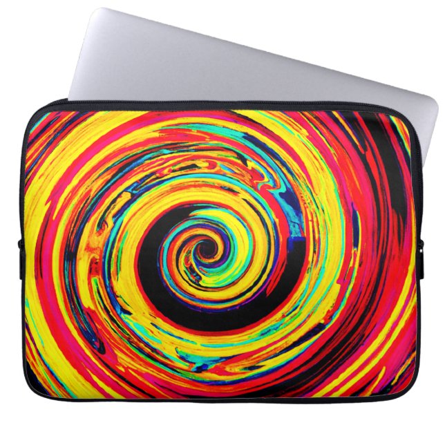 Bright Colourful Spiral Pattern Laptop Sleeve (Front)