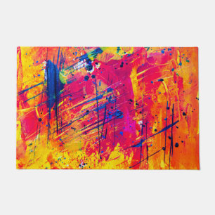 Bright Colourful Splatter Paint Abstract Doormat