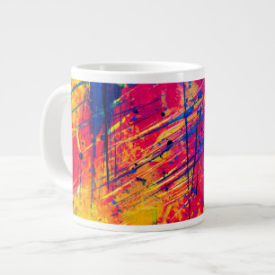 Bright Colourful Splatter Paint Abstract Large Coffee Mug