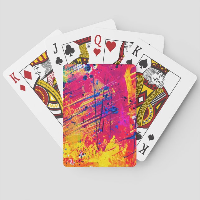 Bright Colourful Splatter Paint Abstract Playing Cards (Back)