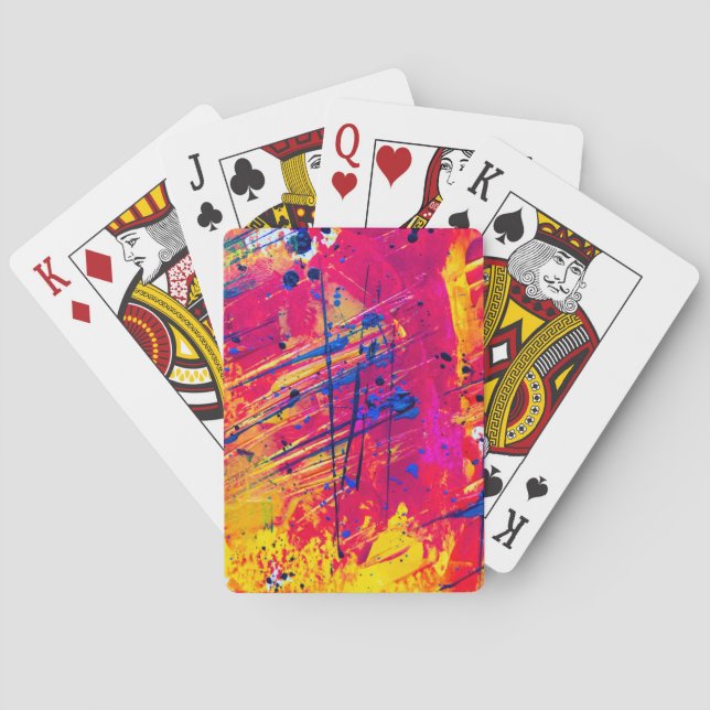 Bright Colourful Splatter Paint Abstract Playing Cards (Back)