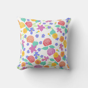 Bright Colourful Spring Floral Pattern Cushion