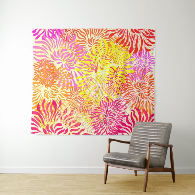 Bright Colourful Spring Flower Tapestry (In Situ (Horizontal))