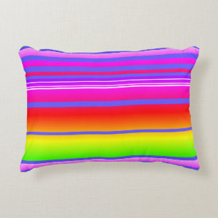 Bright colourful striped rainbow decorative cushion