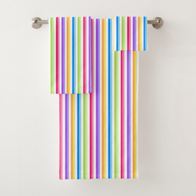 Bright Colourful Stripes Bath Towel Set (Insitu)