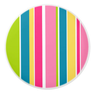 Bright Colourful Stripes Ceramic Knob