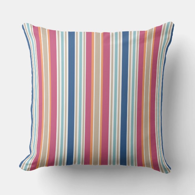 Bright Colourful Stripes Cushion (Front)