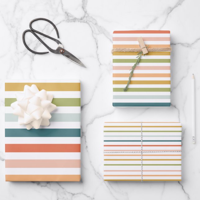 Bright Colourful Stripes Wrapping Paper (Front)