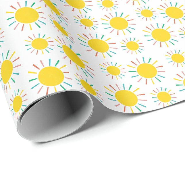 Bright Colourful Sun Kids Birthday Wrapping Paper (Roll Corner)