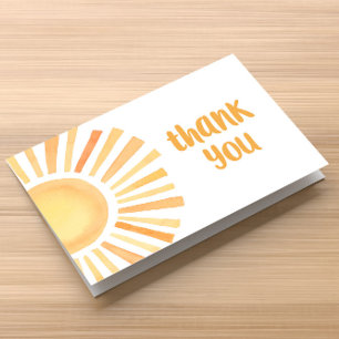 Bright colourful sunshine boho watercolor thank you card