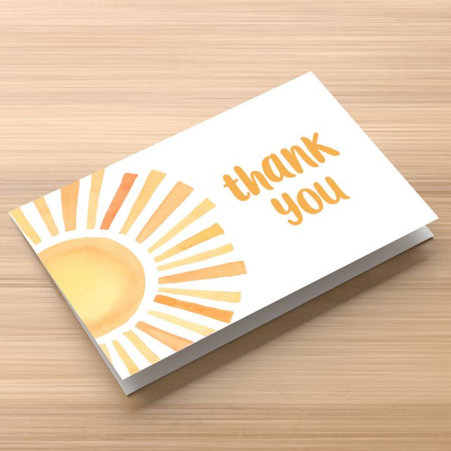 Bright colourful sunshine boho watercolor thank you card (Creator Uploaded)