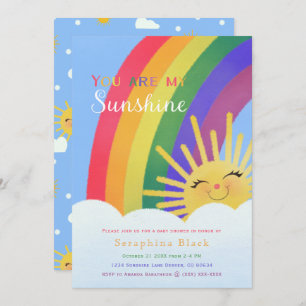 Bright Colourful Sunshine Rainbow Baby Shower Invitation
