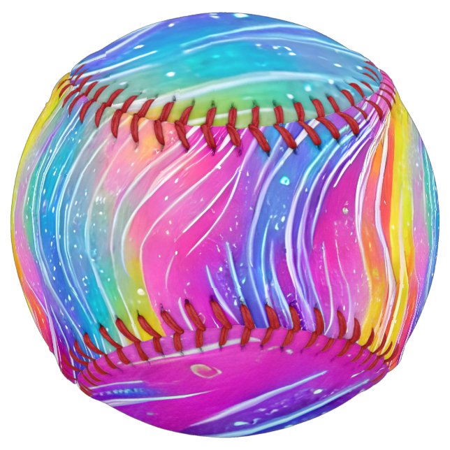 Bright Colourful Swirly Pattern Softball (Front)