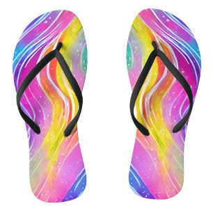 Bright Colourful Swirly Pattern Thongs