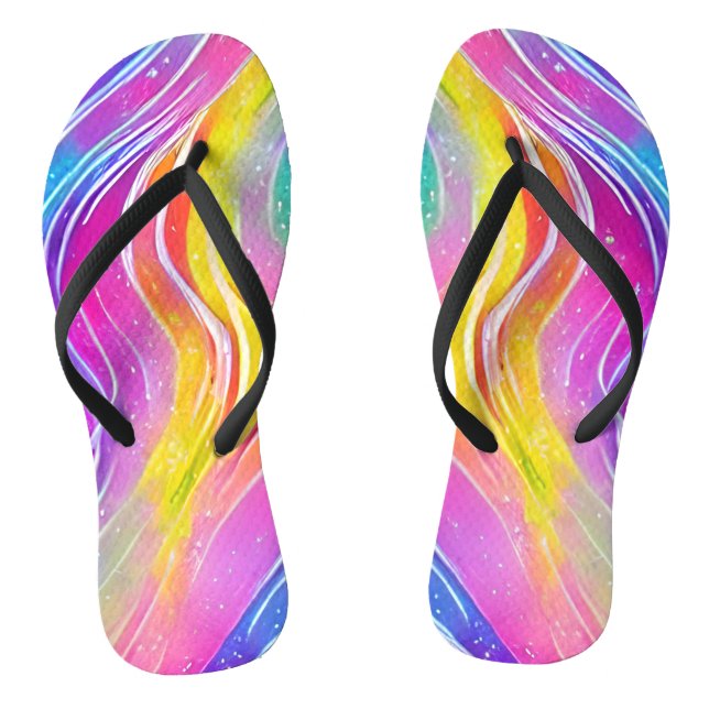 Bright Colourful Swirly Pattern Thongs (Footbed)