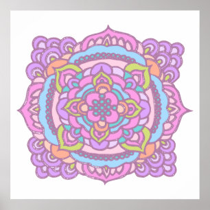 Bright Colourful Tracery Ornament Poster