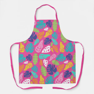 Bright Colourful Tropical Summer Leaves Pattern Apron