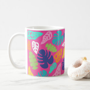 Bright Colourful Tropical Summer Leaves Pattern Coffee Mug