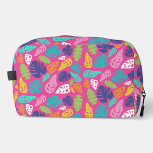 Bright Colourful Tropical Summer Leaves Pattern Dopp Kit