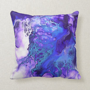 Bright Colourful Violet blue Purple Abstract art Cushion