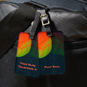 Bright Colourful Volleyball Dark Blue Luggage Tag