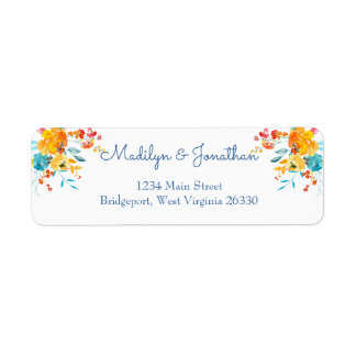 Bright Colourful Watercolor Floral Return Address Label
