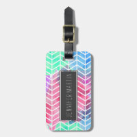Bright Colourful Watercolor Herringbone Chevron