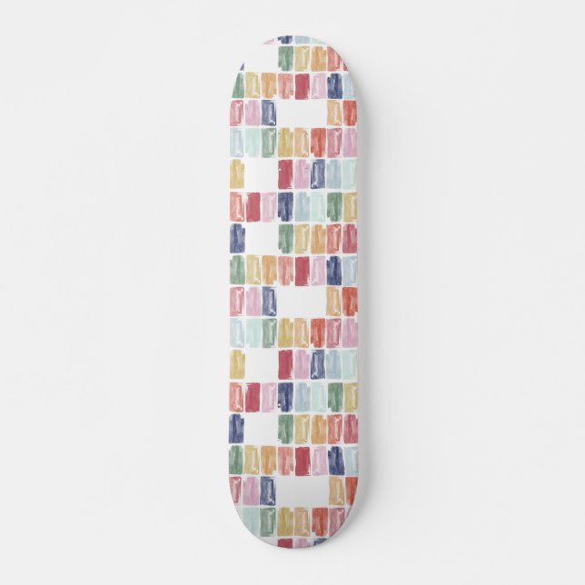 Bright Colourful Watercolor Jewels Skateboard (Front)