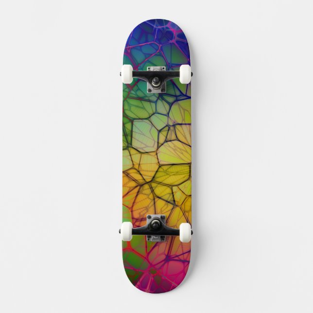 Bright Colourful Web Abstract Skateboard (Front)