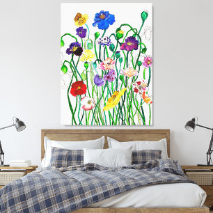 Bright Colourful Wild Poppy Watercolor Floral  Poster