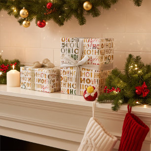 Bright Colourful Xmas Santa's Greetings HO! HO! HO Wrapping Paper