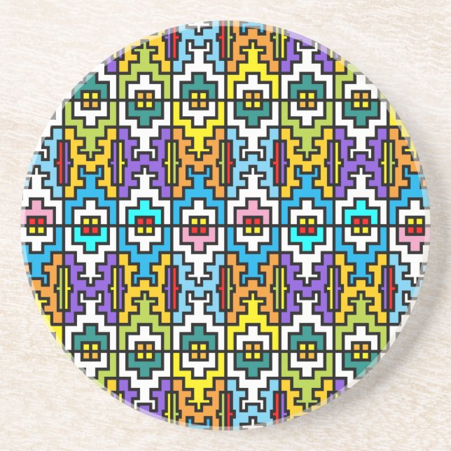 Bright colours African pattern Coaster (Front)