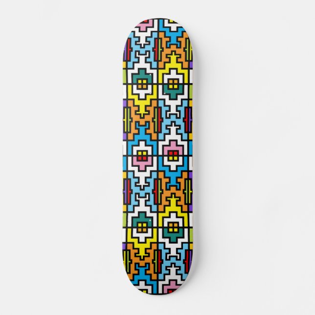 Bright colours African pattern Skateboard (Front)