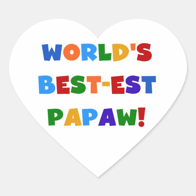 Bright Colours Best-est Papaw Tshirts and Gifts Heart Sticker (Front)