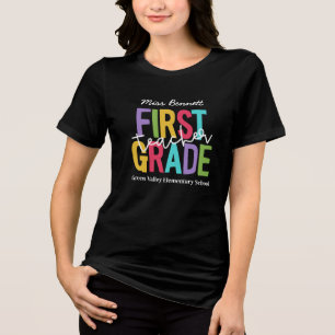 Bright Colours First Grade Teacher Add Name Tri-Blend Shirt