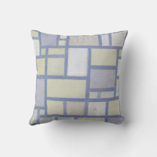 Bright Colours Grey Lines   Piet Mondrian   Cushion