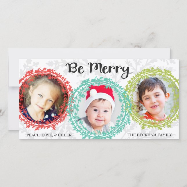 Bright Colours Holiday Photo Card / White (Front)